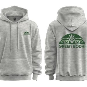 Grey Green Bodhi Vintage Logo, Peruvian Made Cotton Hoodie, Comes with Free Gift